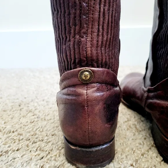 Frye Womens Melissa Scrunch Brown Leather Riding Boots 6