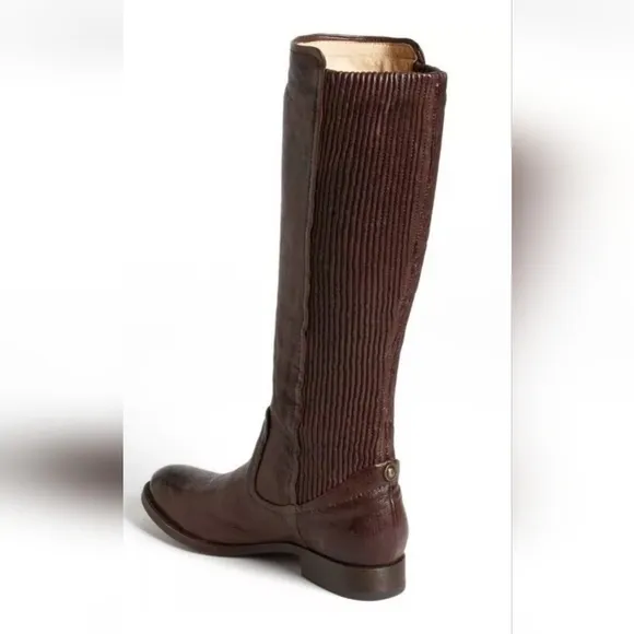 Frye Womens Melissa Scrunch Brown Leather Riding Boots 6