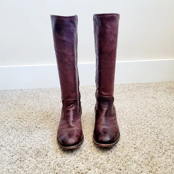 Frye Womens Melissa Scrunch Brown Leather Riding Boots 6