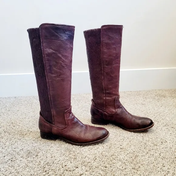 Frye Womens Melissa Scrunch Brown Leather Riding Boots 6