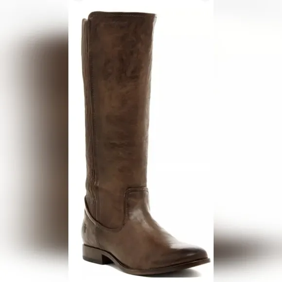 Frye Womens Melissa Scrunch Brown Leather Riding Boots 6