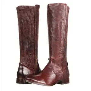Frye Womens Melissa Scrunch Brown Leather Riding Boots 6