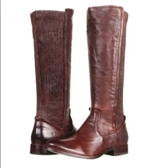 Frye Womens Melissa Scrunch Brown Leather Riding Boots 6