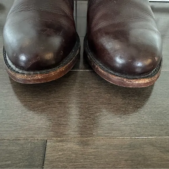 Frye Womens Tall 2 Tone Brown Leather Riding Boots Classic Size 7 1/2
