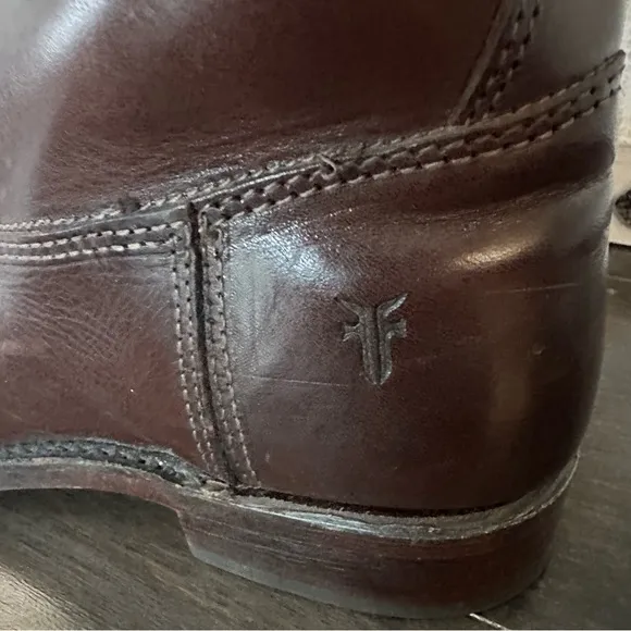 Frye Womens Tall 2 Tone Brown Leather Riding Boots Classic Size 7 1/2