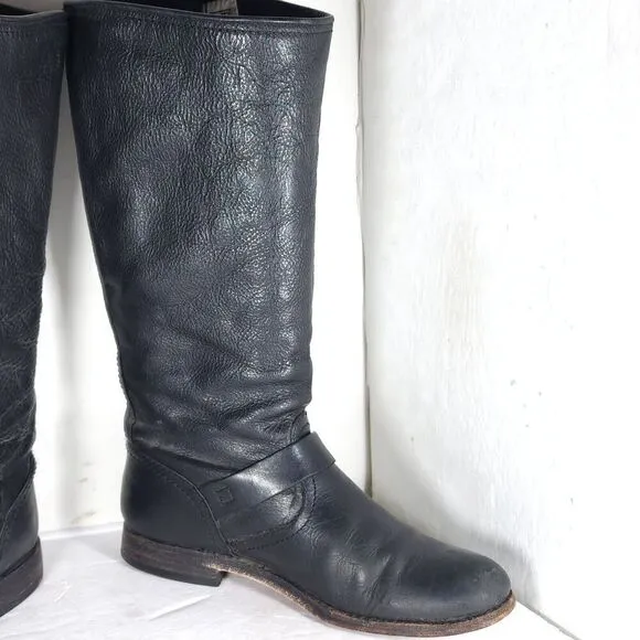 Frye Women's Veronica Slouch US 8,5B Black Leather PullOn Tall Riding Boots