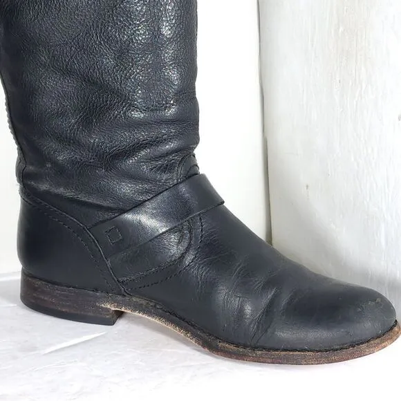 Frye Women's Veronica Slouch US 8,5B Black Leather PullOn Tall Riding Boots