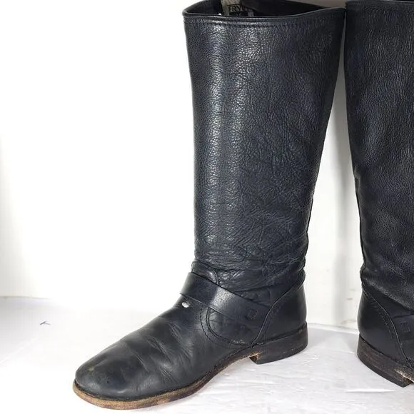 Frye Women's Veronica Slouch US 8,5B Black Leather PullOn Tall Riding Boots