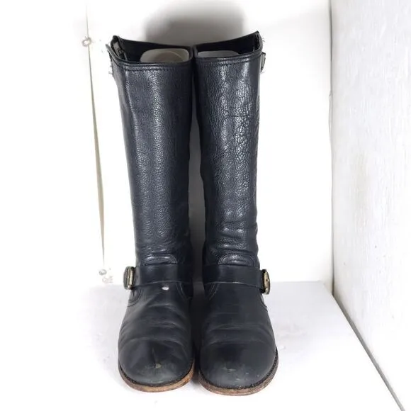 Frye Women's Veronica Slouch US 8,5B Black Leather PullOn Tall Riding Boots