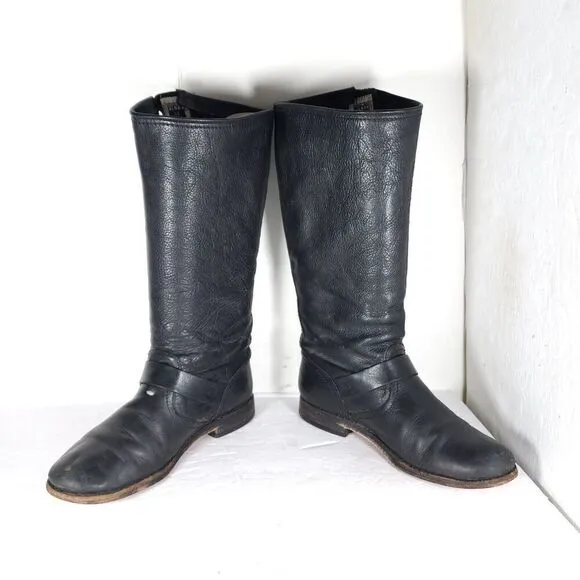 Frye Women's Veronica Slouch US 8,5B Black Leather PullOn Tall Riding Boots