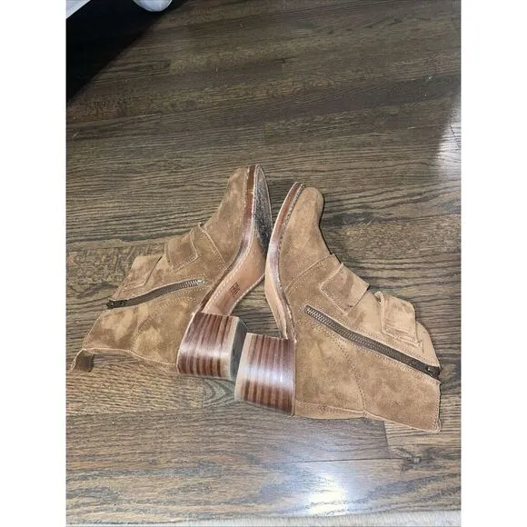 Frye Sabrina Double Buckle Leather Suede Boots Brown Women’s Size 9 M