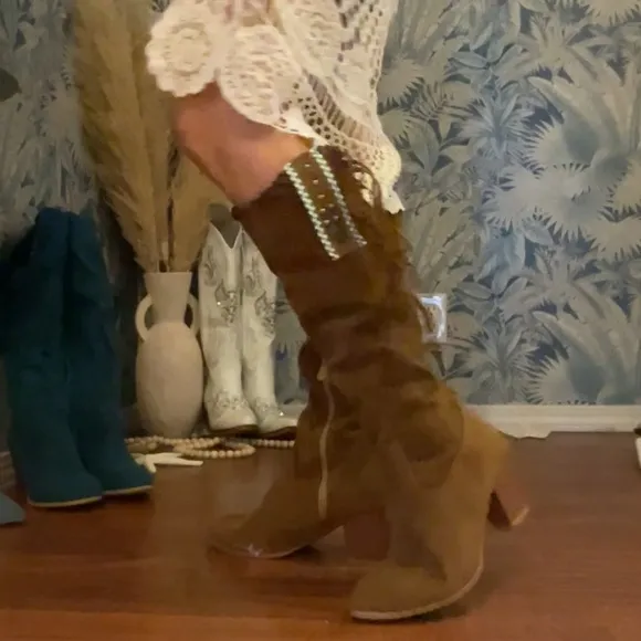 Fun Fashion Boho Western Vegan Leather Cowboy Boots