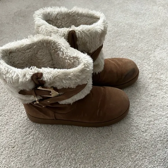 G by Guess alixa medium natural fabric suede boots