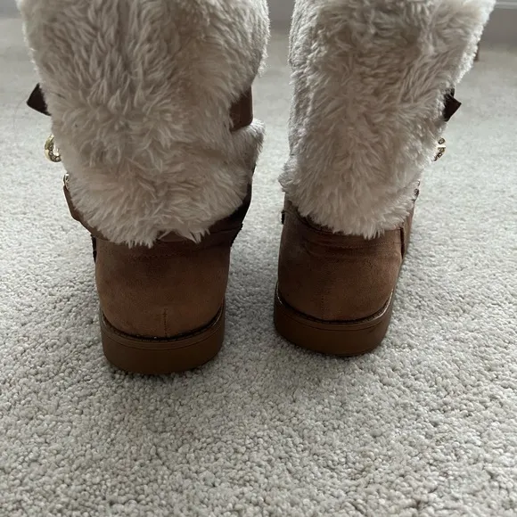 G by Guess alixa medium natural fabric suede boots
