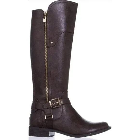 G by GUESS Harson Tall Riding Boots Buckle Detail Brown, size 8 🥾