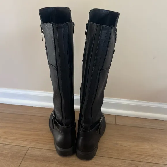 G By Guess Knee High Harson Riding Boots Size 8.5 Black Faux Leather Side Zipper