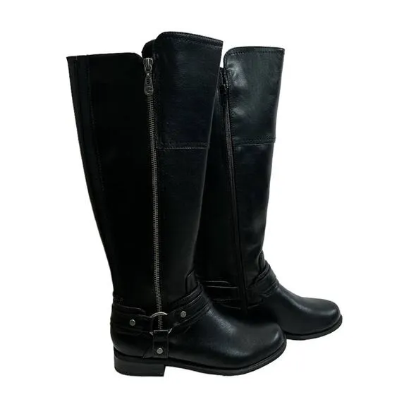 GBG Los Angeles Harlea Harness Knee High Boot NIB Size 6.5M Black
