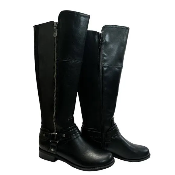 GBG Los Angeles Harlea Harness Knee High Boot NIB Size 6.5M Black