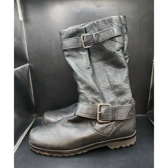 Gentle Souls Kenneth Cole Buckled Up Riding Boots Women's Sz 9.5 Black Zip Soft