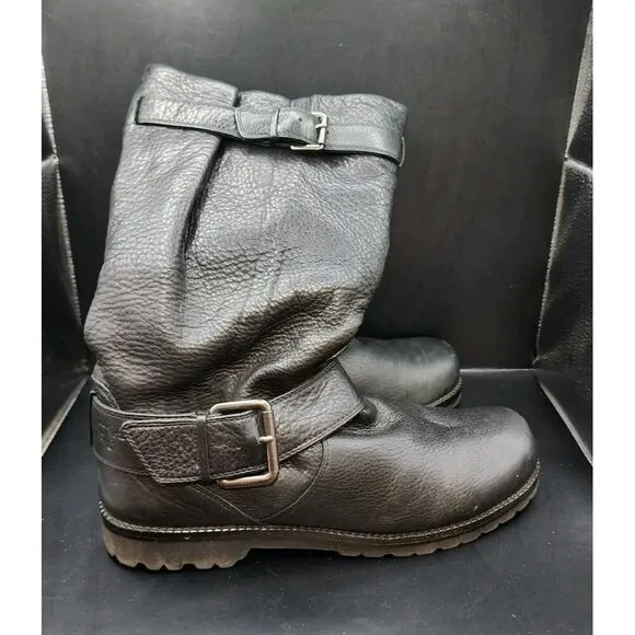 Gentle Souls Kenneth Cole Buckled Up Riding Boots Women's Sz 9.5 Black Zip Soft