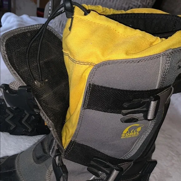 Gently Loved Yellow and Black Snow Boots by Sorel
