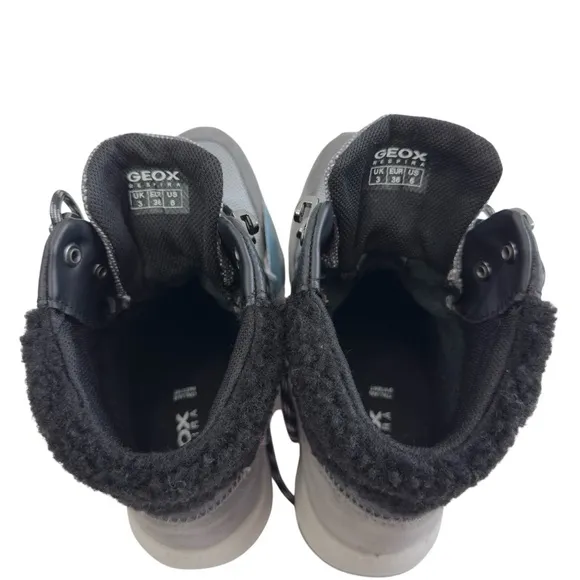 Geox Braies Faux Fur Waterproof Breathable Hiking Ankle Boots Black/Grey Size 6