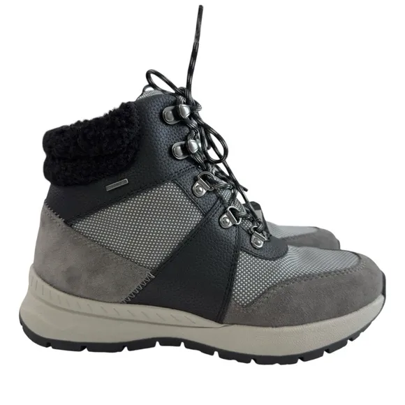 Geox Braies Faux Fur Waterproof Breathable Hiking Ankle Boots Black/Grey Size 6