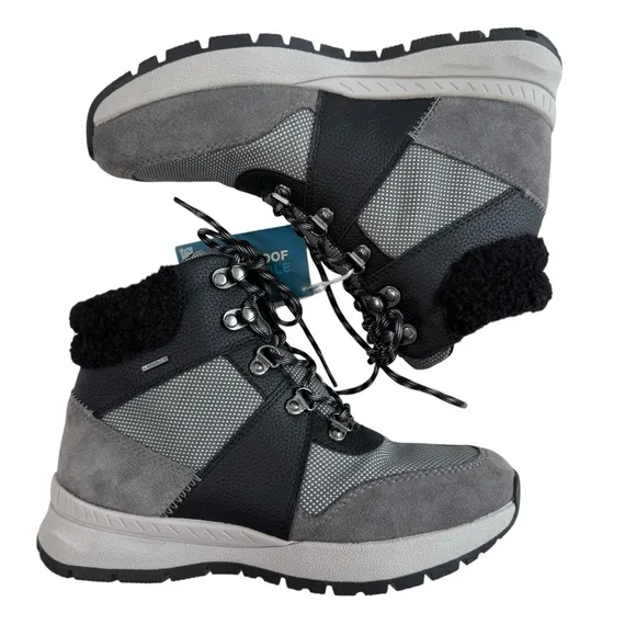 Geox Braies Faux Fur Waterproof Breathable Hiking Ankle Boots Black/Grey Size 6