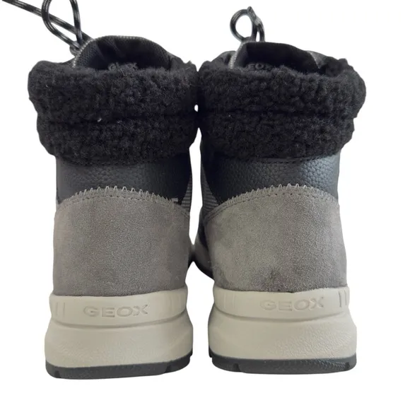 Geox Braies Faux Fur Waterproof Breathable Hiking Ankle Boots Black/Grey Size 6