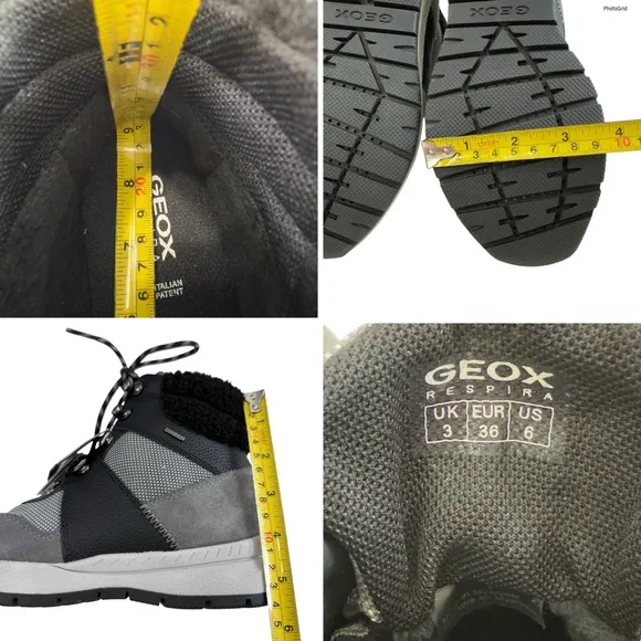 Geox Braies Faux Fur Waterproof Breathable Hiking Ankle Boots Black/Grey Size 6