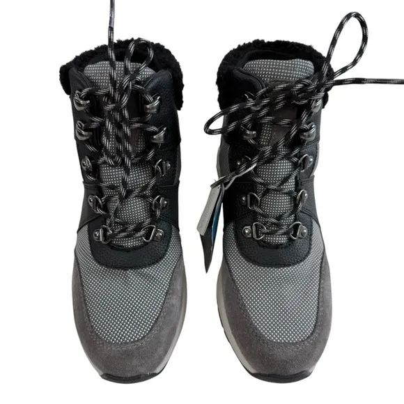 Geox Braies Faux Fur Waterproof Breathable Hiking Ankle Boots Black/Grey Size 6