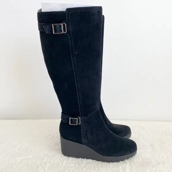 Giani Bernini Women's Sannaa Zipper Over-The-Knee Boots, Black Suede, Size 7M