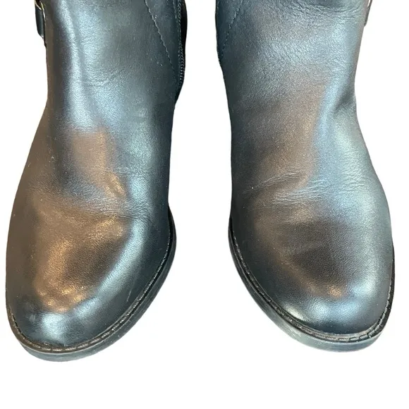 Gianni Bini Womens Kassander Leather Studded Block Heel Riding Boot Buckle Sz 6