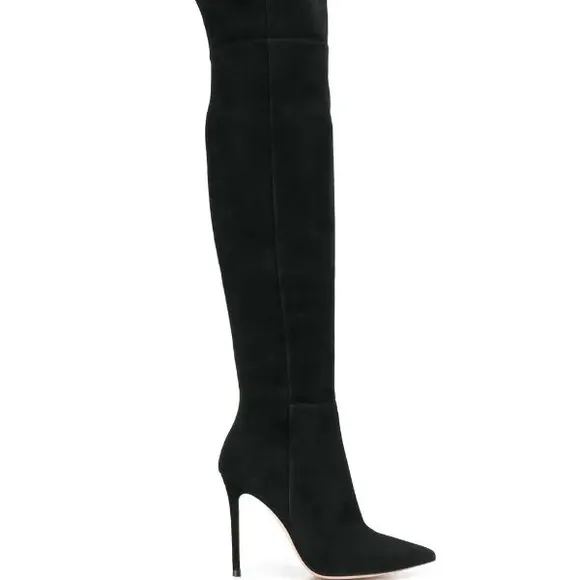 Gianvito Rossi Black Over The Knee Suede Boot