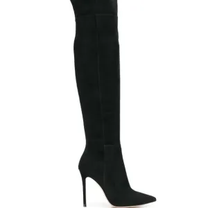 Gianvito Rossi Black Over The Knee Suede Boot