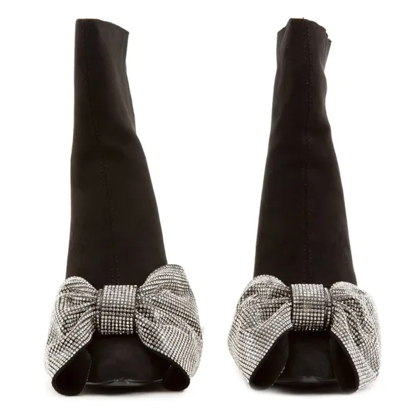 Gifted Bow rhinestone bootie black