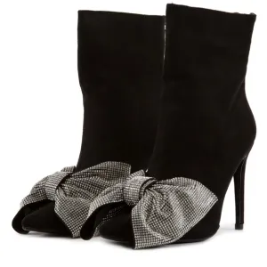 Gifted Bow rhinestone bootie black