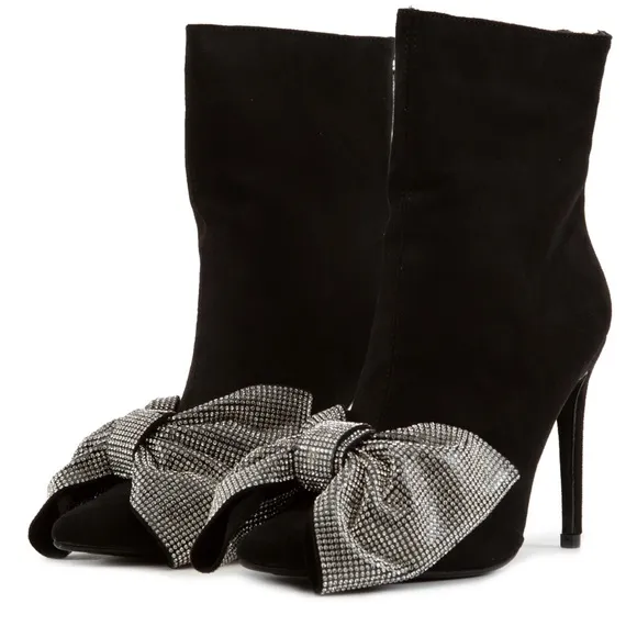 Gifted Bow rhinestone bootie black