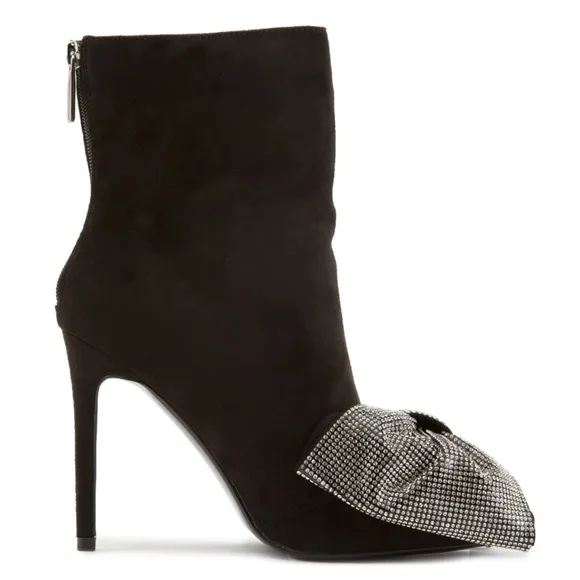 Gifted Bow rhinestone bootie black