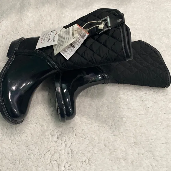 Girls All Black Zara Kids Canvass/Patent Leather Riding Boots Size 9/9.5!
