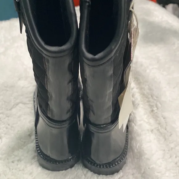 Girls All Black Zara Kids Canvass/Patent Leather Riding Boots Size 9/9.5!