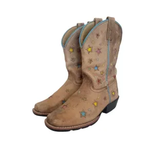 Girls Dan Post Starlett Cowboy Boots Leather Brown Youth Size 3.5 D Big Kids