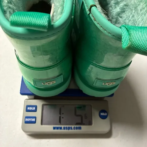Girls Sz 2 Ugg Classic Clear Mini Teal Waterproof Rain Snow Boots Turquoise Warm