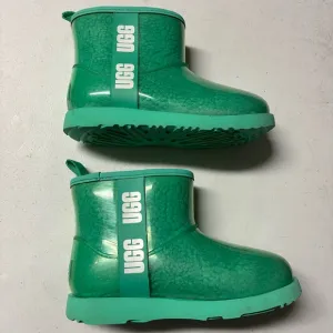 Girls Sz 2 Ugg Classic Clear Mini Teal Waterproof Rain Snow Boots Turquoise Warm