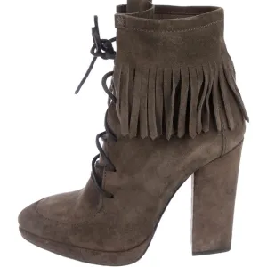 Giuseppe Zanotti Suede Ankle Boots with Fringe