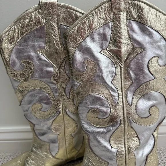 GOLD AND SILVER COWBOY BOOTS