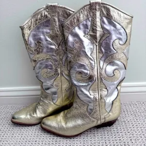 GOLD AND SILVER COWBOY BOOTS