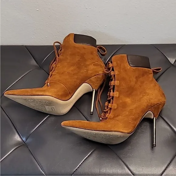 Good American  Scandal Lace Up High Heel Booties