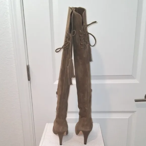 Green Suede Over Knee Boots