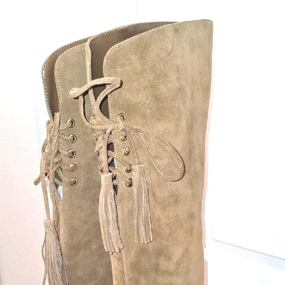 Green Suede Over Knee Boots